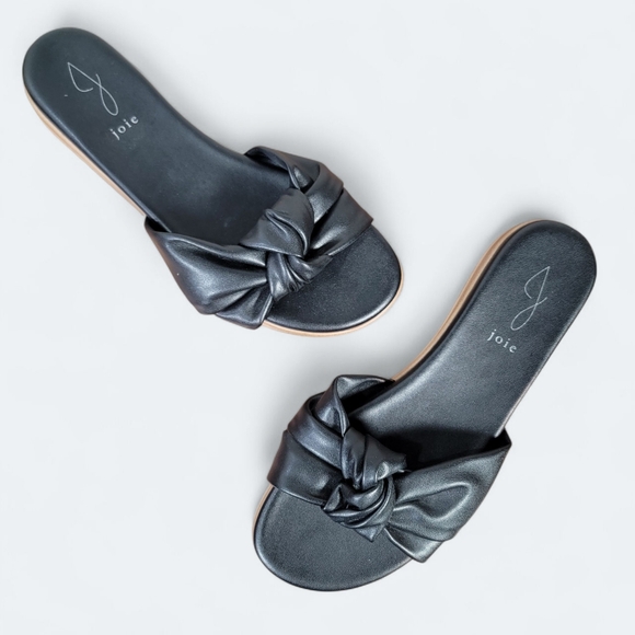 Joie Black Leather Women's Knotted Slide Sandals Size 10 - Picture 1 of 14